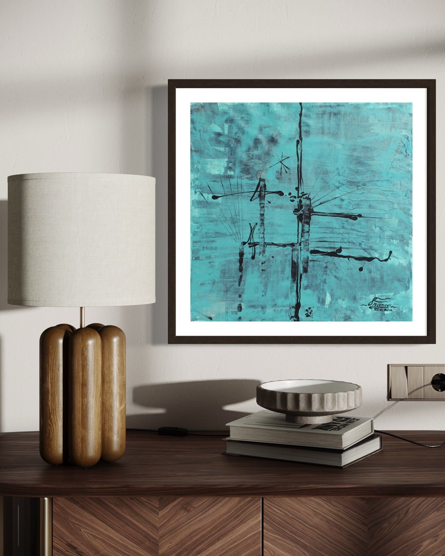 Oil Rig | 20 x 20 in. | Acrylic on canvas. | Original Panting By Alexander Franco.