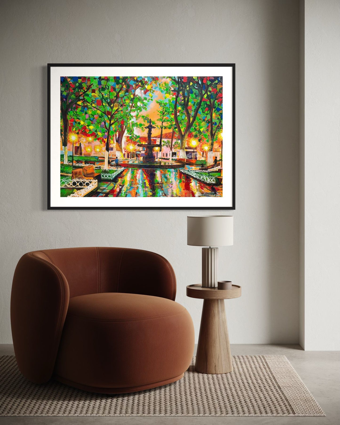 Parque de Salamina | 30 x 40 in. | Acrylic on canvas. | Original Panting By Alexander Franco.