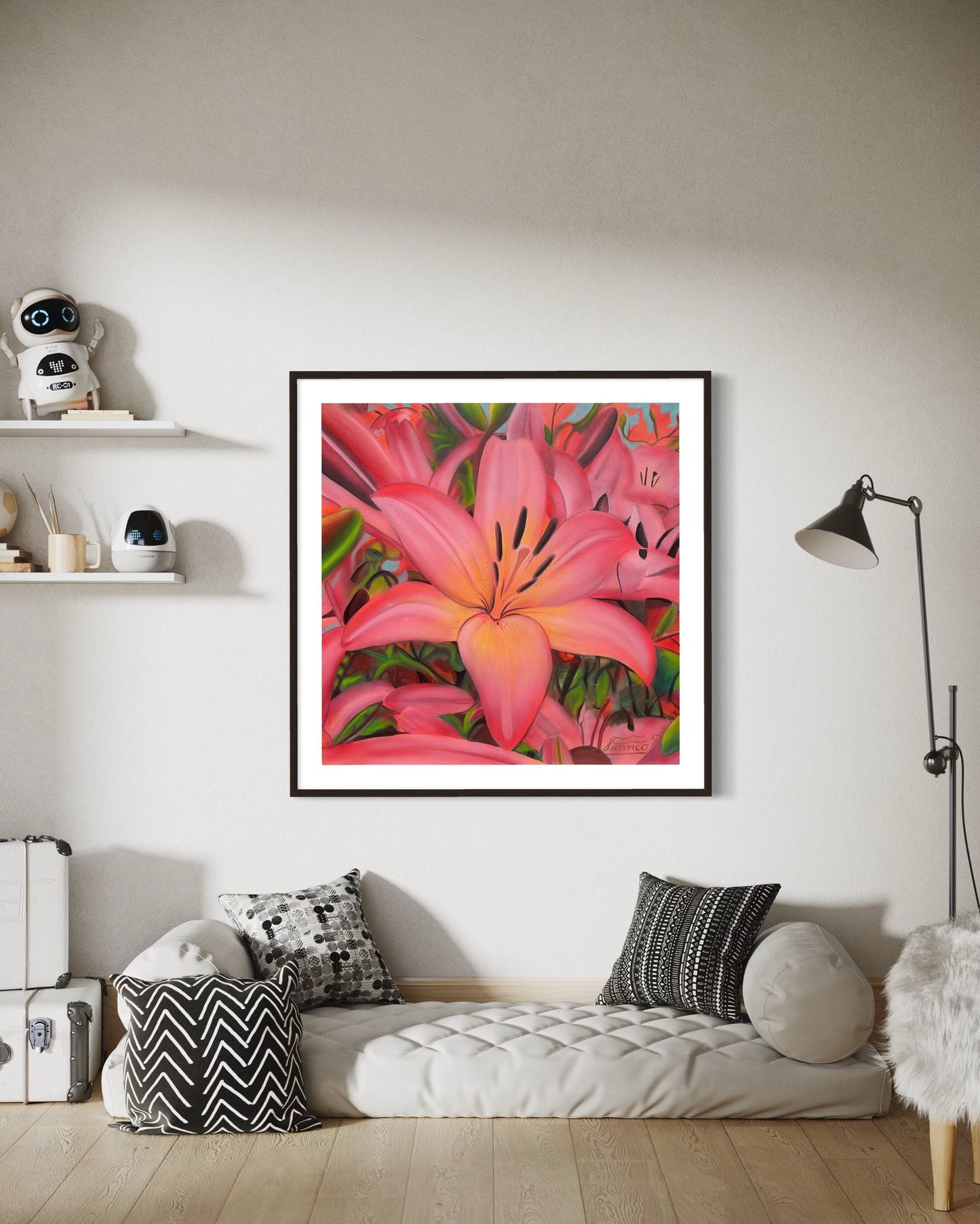 Lily Bloom | 36 x 36 in. | Acrylic on canvas. | Original Panting By Alexander Franco.