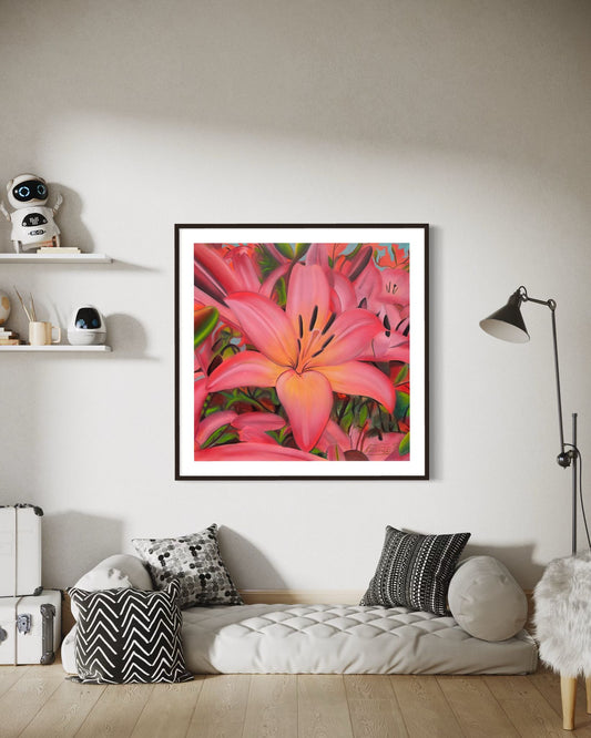 Lily Bloom | 36 x 36 in. | Acrylic on canvas.  | Original Panting By Alexander Franco.
