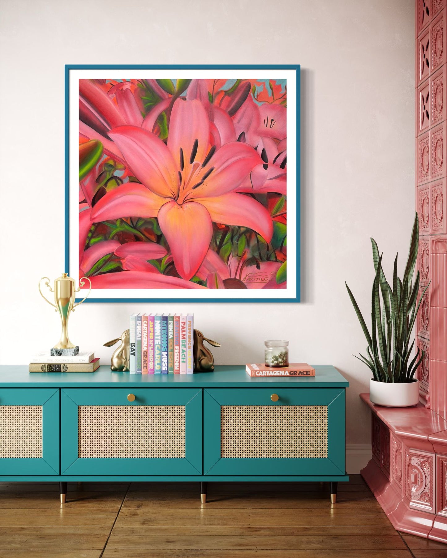 Lily Bloom | 36 x 36 in. | Acrylic on canvas. | Original Panting By Alexander Franco.