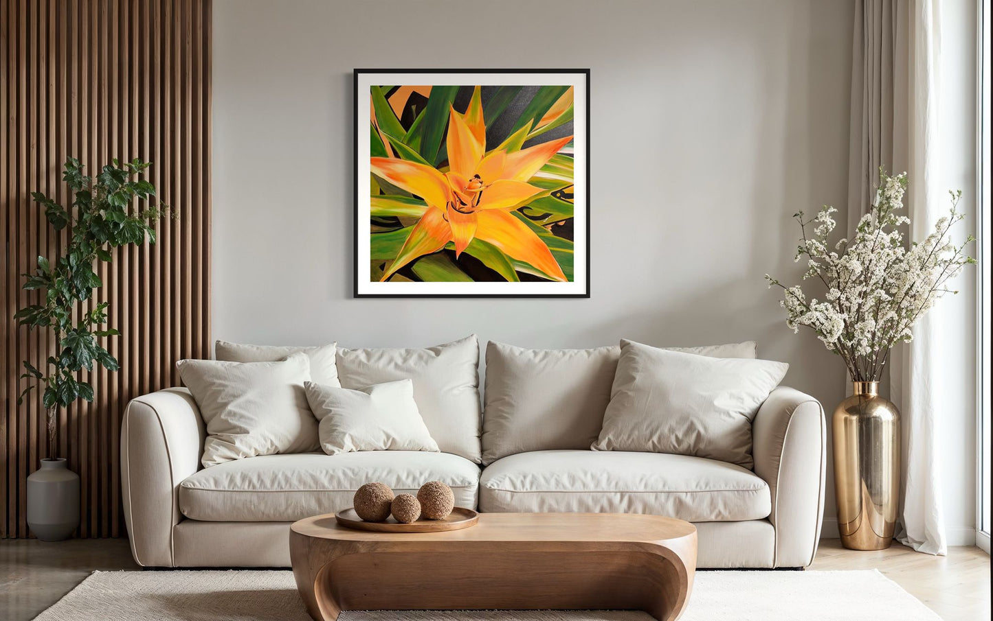 Radiant Core – Bromeliad | 36 x36 in. | acrylic on canvas. | Original Panting By Alexander Franco.