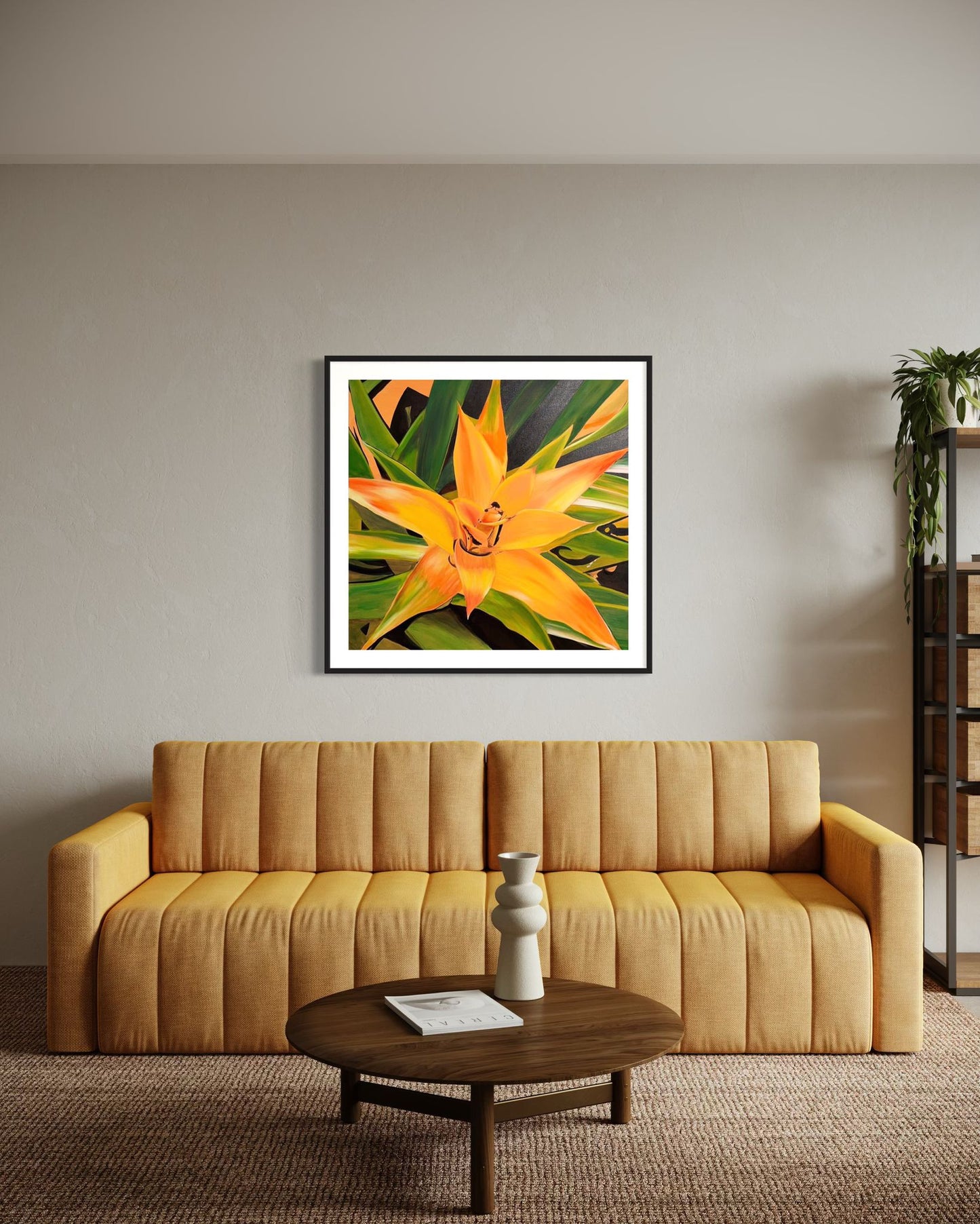 Radiant Core – Bromeliad | 36 x36 in. | acrylic on canvas. | Original Panting By Alexander Franco.