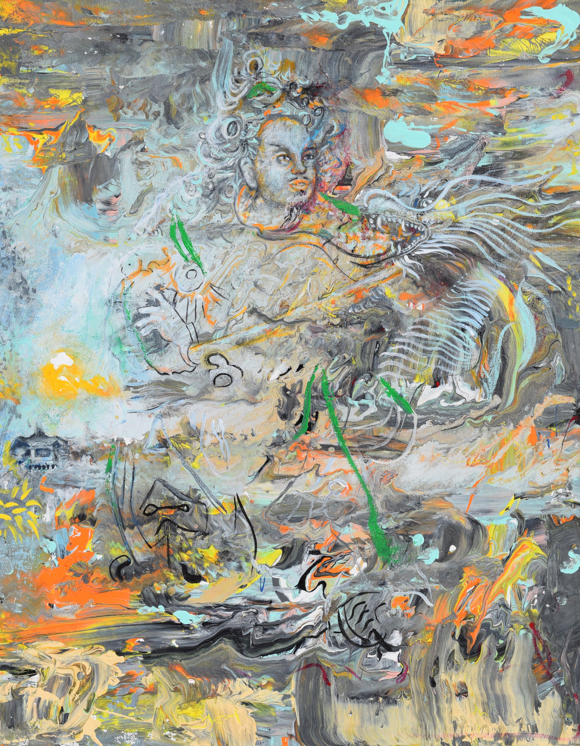 Original acrylic painting by Alexander Franco. Abstract acrylic painting on canvas with vibrant colors and dynamic textures.