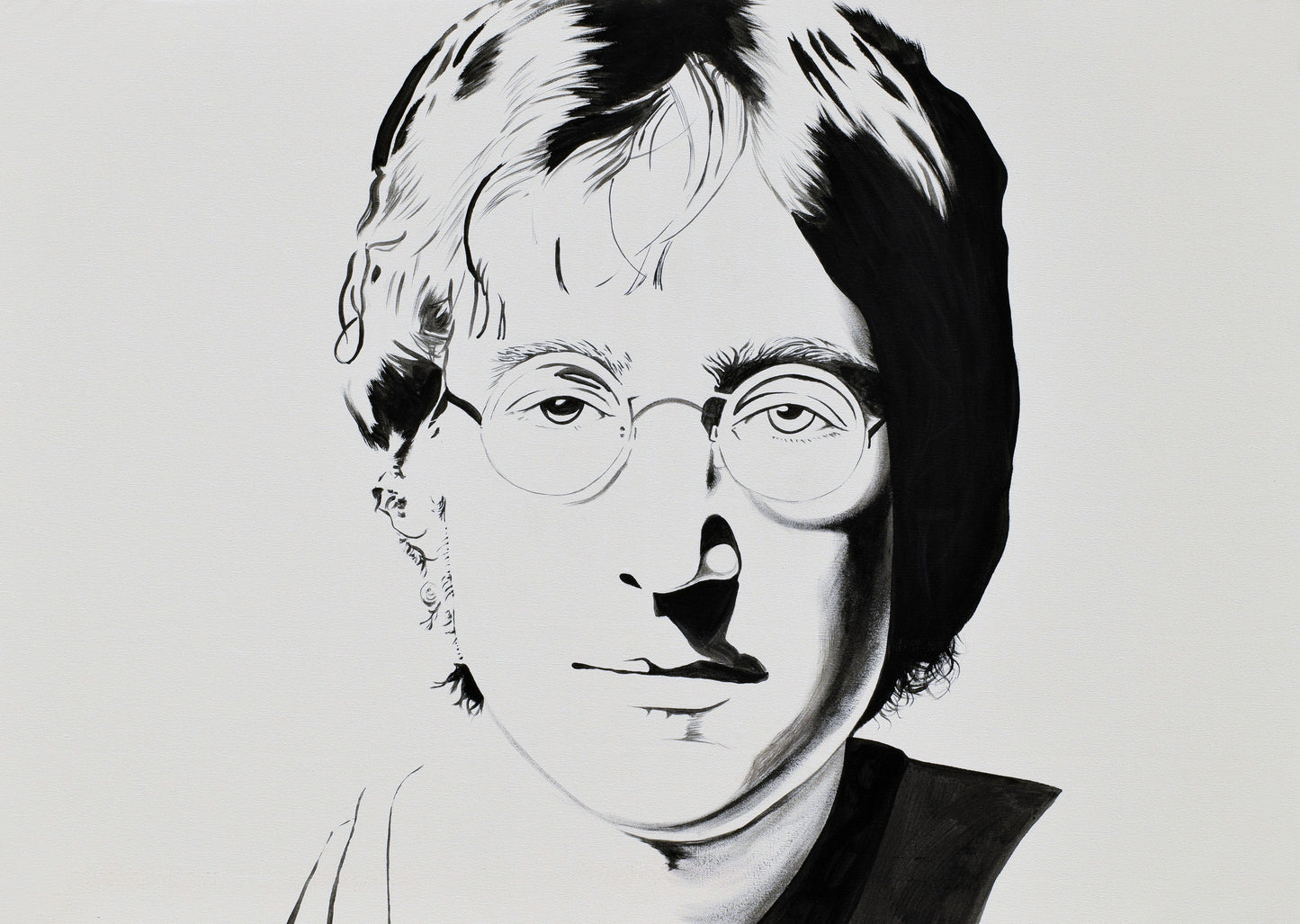 Original acrylic painting by Alexander Franco. A black and white acrylic painting of John Lennon on canvas.