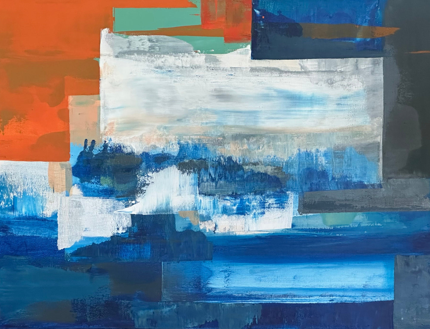 Tectonic Blues  |  30 x 40 in. | Acrylic on canvas.  | Original Painting by Alexander Franco.