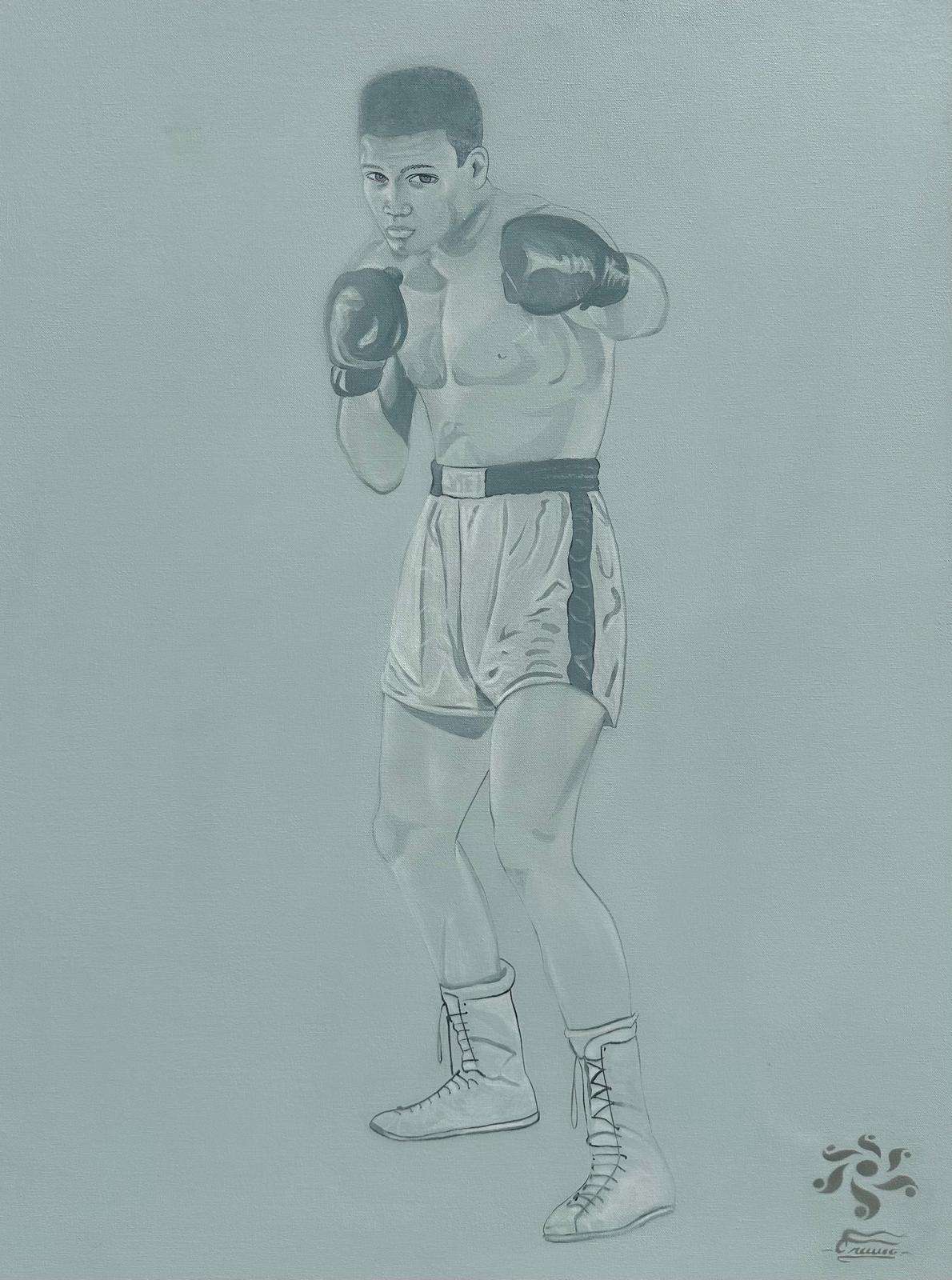 Ali Before the Bell| 48 x 36 in. | Acrylic on canvas.  | Original Panting By Alexander Franco.