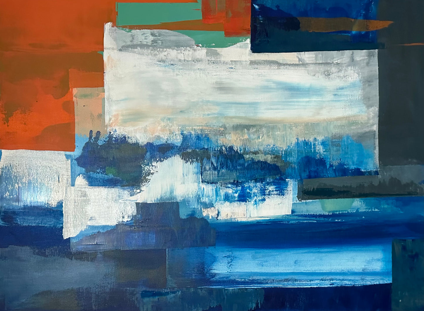 Tectonic Blues  |  30 x 40 in. | Acrylic on canvas.  | Original Painting by Alexander Franco.