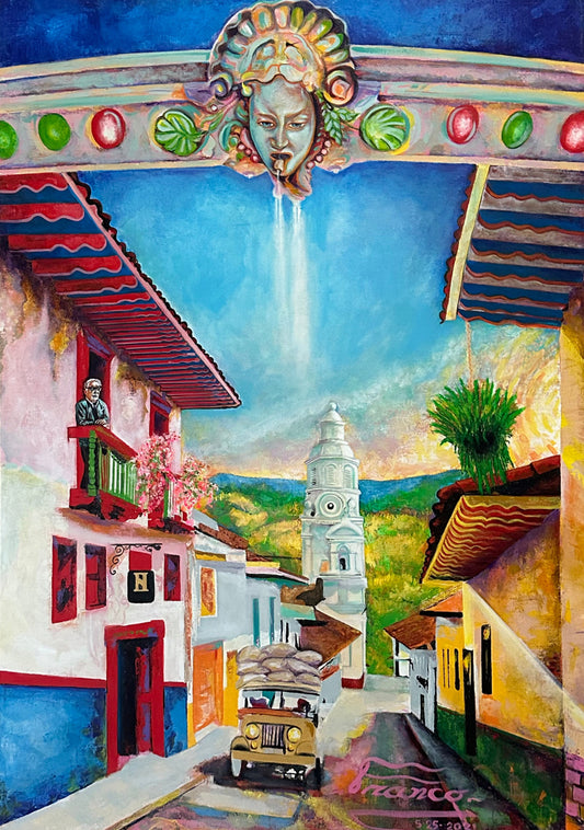 Salamina Coffee | 60 x 48 in. | Acrylic on canvas.  | Original Panting By Alexander Franco.