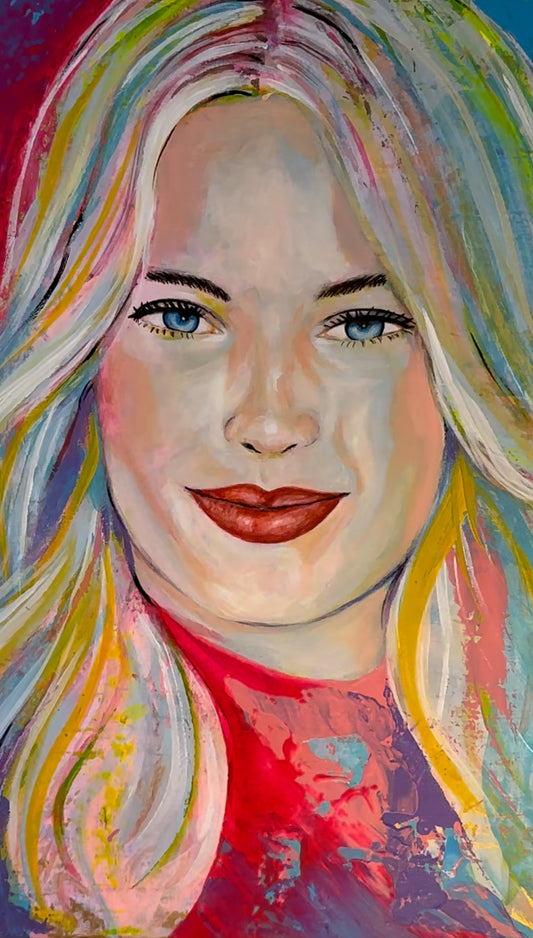 Original acrylic painting by Alexander Franco. Margot Robbie