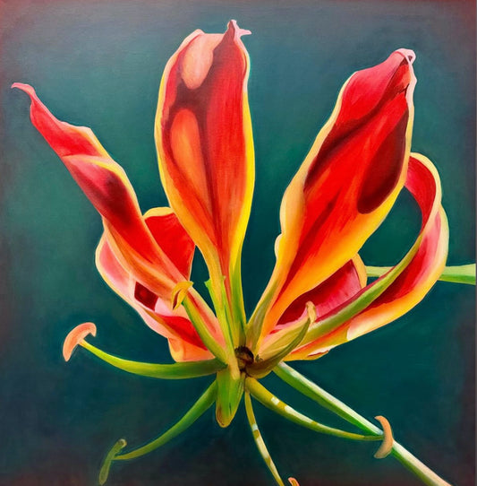Original acrylic painting by Alexander Franco. Lily Flower