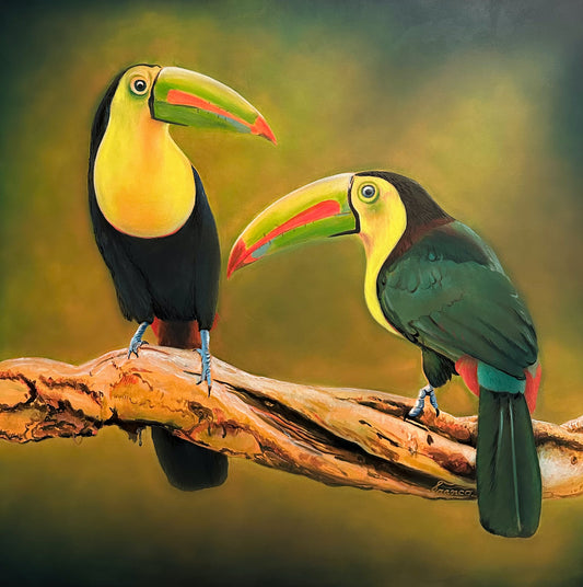 Original acrylic painting by Alexander Franco. Toucans