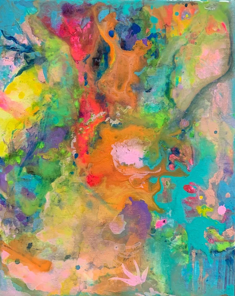 Original acrylic painting by Alexander Franco. Abstract artwork with vibrant colors and fluid brushstrokes