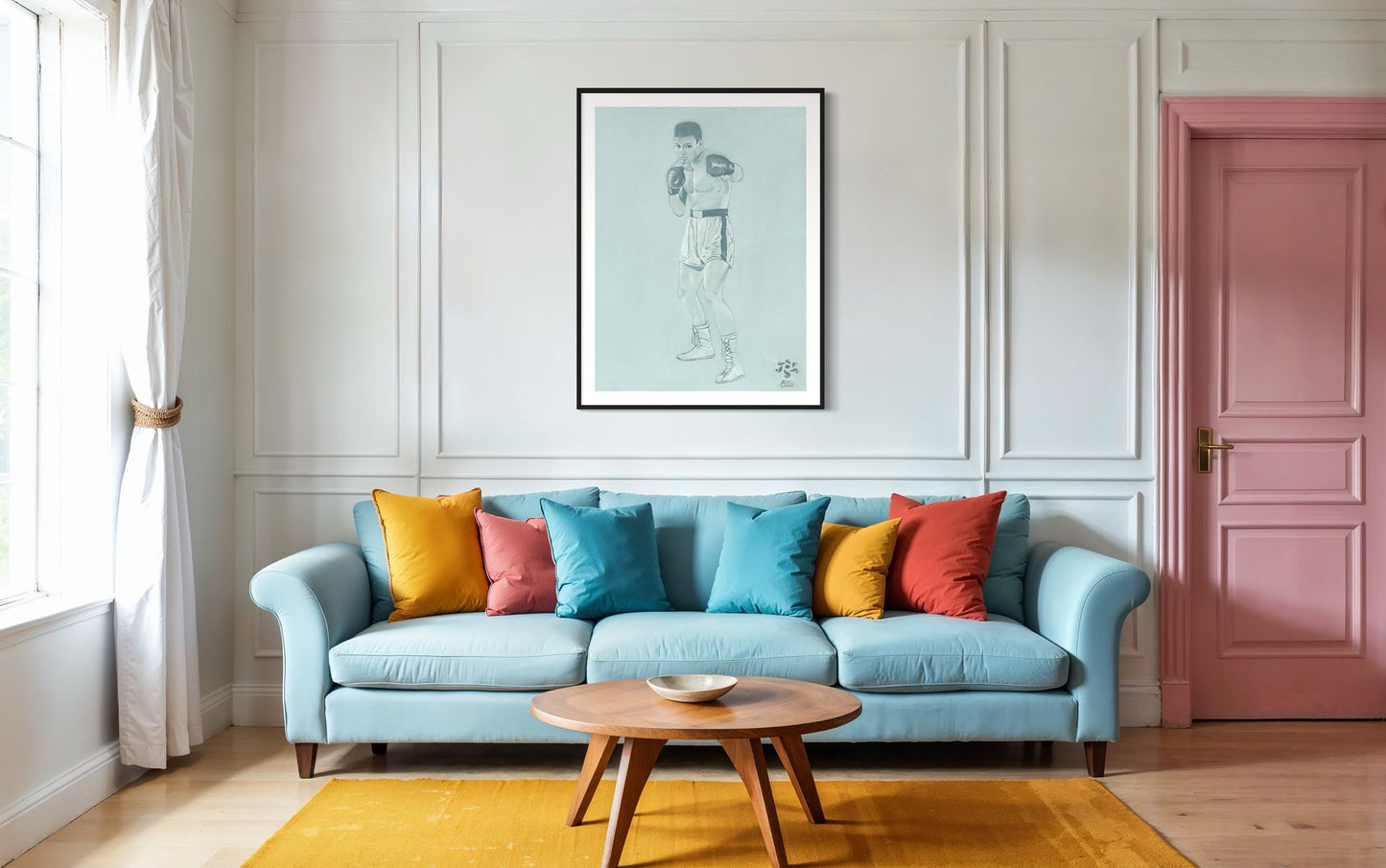 Ali Before the Bell| 48 x 36 in. | Acrylic on canvas.  | Original Panting By Alexander Franco.