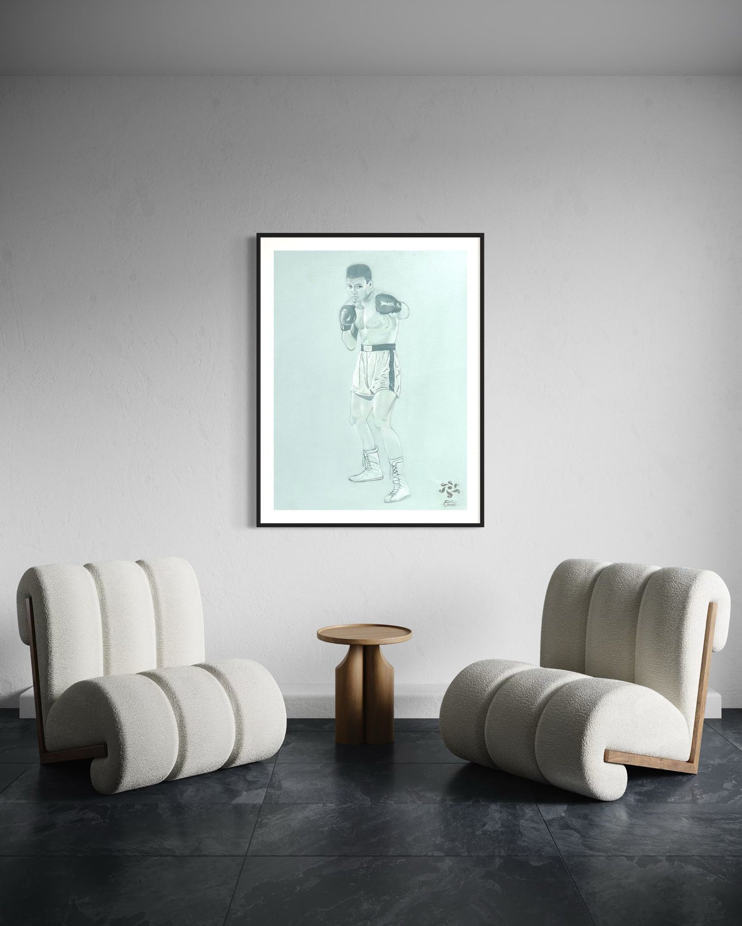 Ali Before the Bell| 48 x 36 in. | Acrylic on canvas.  | Original Panting By Alexander Franco.