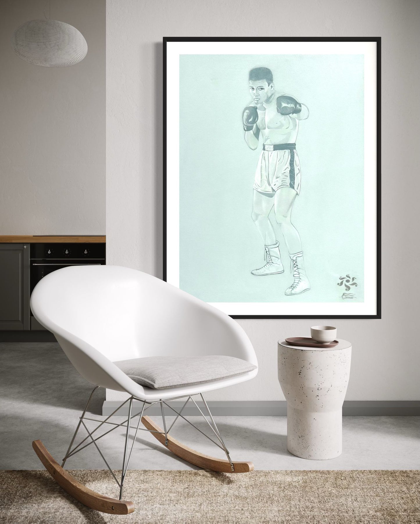 Ali Before the Bell| 48 x 36 in. | Acrylic on canvas.  | Original Panting By Alexander Franco.