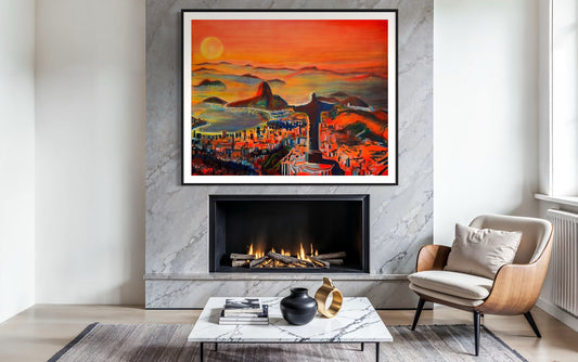 Sunset Over Rio | 48 x 60 in. Acrylic on canvas.  | Original Panting By Alexander Franco.