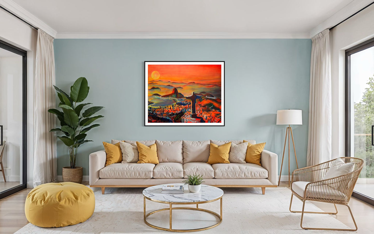 Sunset Over Rio | 48 x 60 in. Acrylic on canvas.  | Original Panting By Alexander Franco.