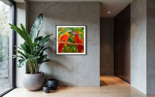 Jungle Conversation | 36 x 36 in. Acrylic on canvas.  | Original Panting By Alexander Franco.