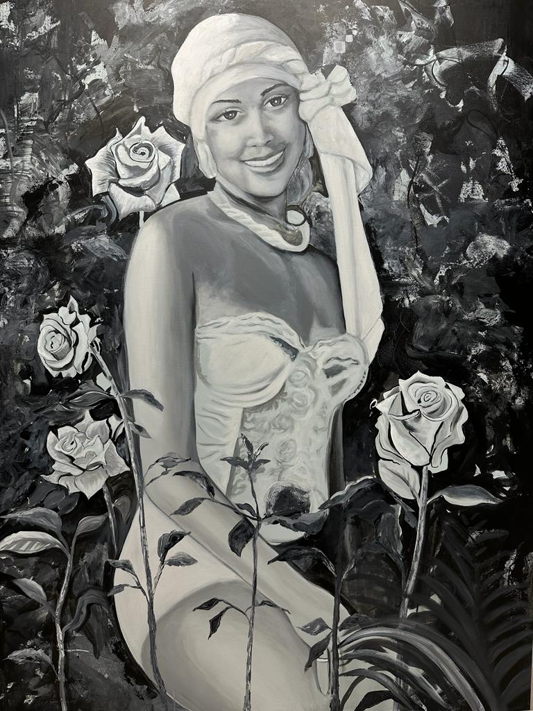 Rose popular woman acrylic painting