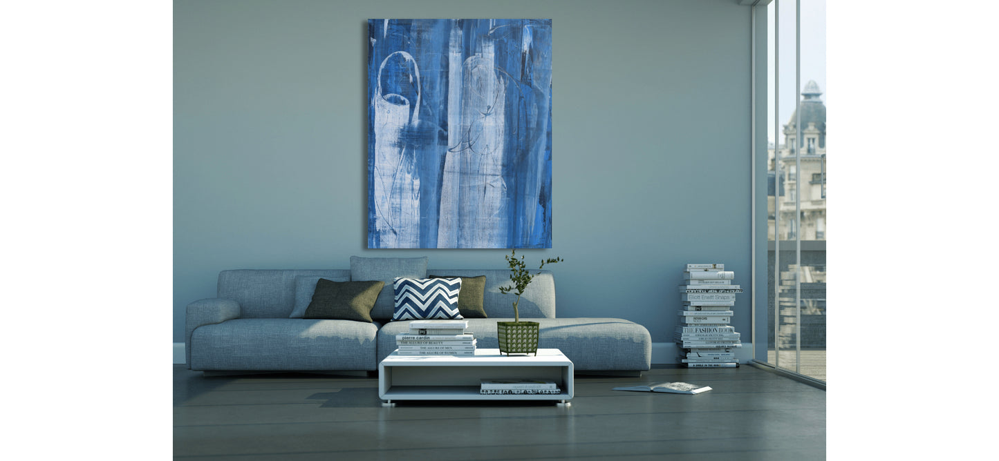 Whispers Beneath the Blue | 48 x 60 in. | Acrylic on Canvas.  | Original Panting By Alexander Franco.