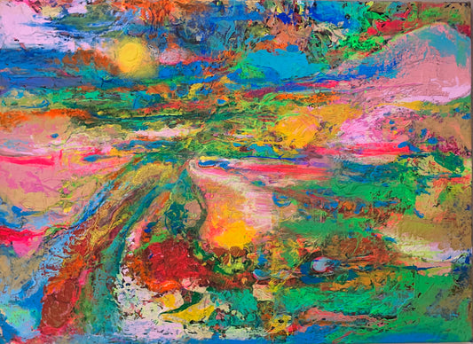 Original acrylic painting by Alexander Franco. Abstract acrylic painting on canvas with vibrant colors and dynamic textures.