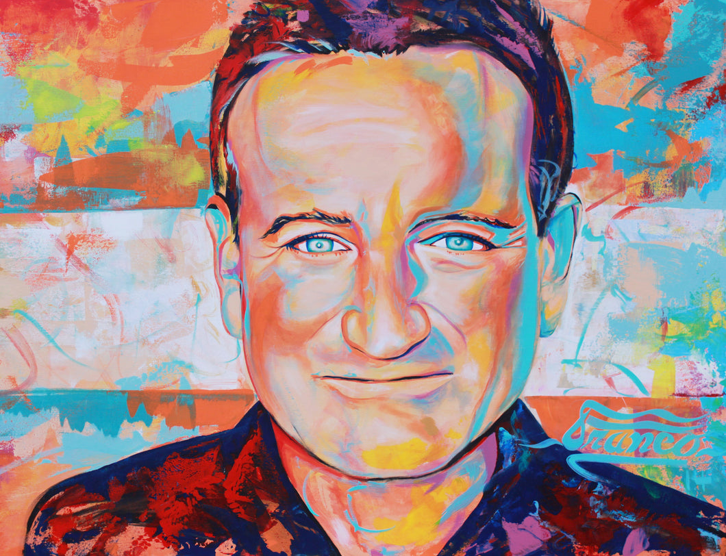 Mork (Robin Williams) | 18 x 24 in. | Limited Edition 4/25 | Enhanced print on canvas.