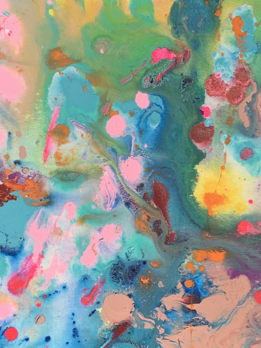 Original acrylic painting by Alexander Franco. A colorful abstract acrylic painting on canvas featuring a variety of vibrant colors.