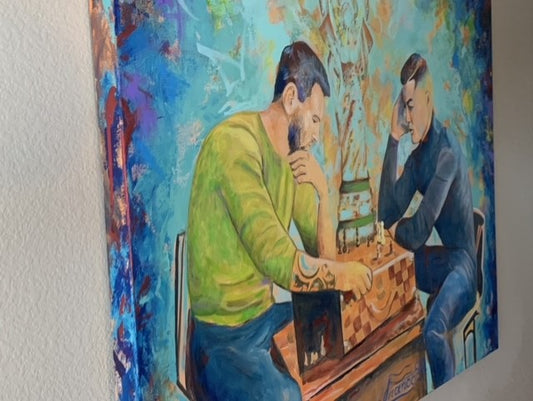 The Silent Match – Qatar 2022| 30 x 40 in. | Acrylic on canvas.  | Original Panting By Alexander Franco.