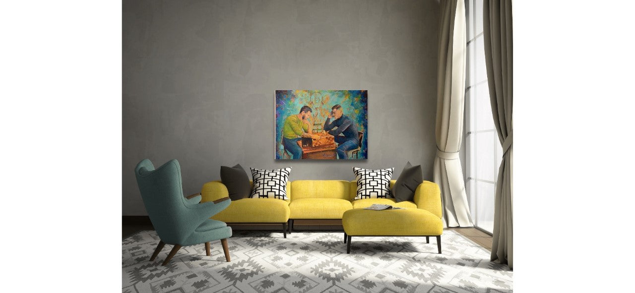 The Silent Match – Qatar 2022| 30 x 40 in. | Acrylic on canvas.  | Original Panting By Alexander Franco.